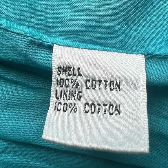 Talbots Fit Flare Green Teal Floral 100% Cotton Strap feminine Summer Dress 8P - Picture 7 of 11